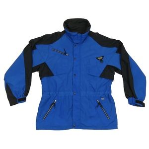 Vintage Mountain Goat Ski Snowboarding Blue Mens Full Zip Parka Coat Jacket L